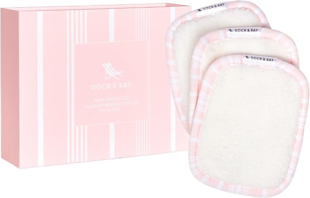Dock & Bay Reusable Makeup Pads - Face & Skin Cleaner - Ultra Soft, Washable - 3 Pack with Included Wash Bag - (12x10cm) - Peppermint Pink