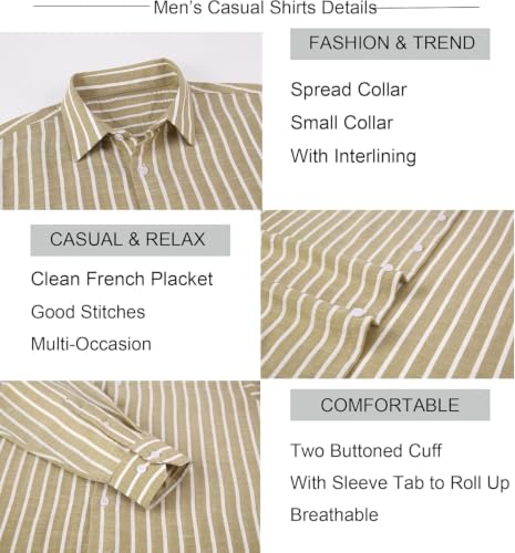 Image of Zombom Men's Regular Fit Vertical Striped Casual Shirt | Full Sleeve Cotton Blend Shirt for Men | Slim Fit Stylish Party