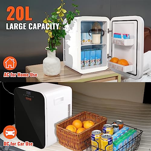 Image of VEVOR Mini Fridge for Bedroom, 20L Skincare Fridge with Touch Screen Temper Control, Outage Memory Small Beverage Refrigerator for Makeup Drink Food, AC /DC Cooler Heater for Office Dorm Car, Black