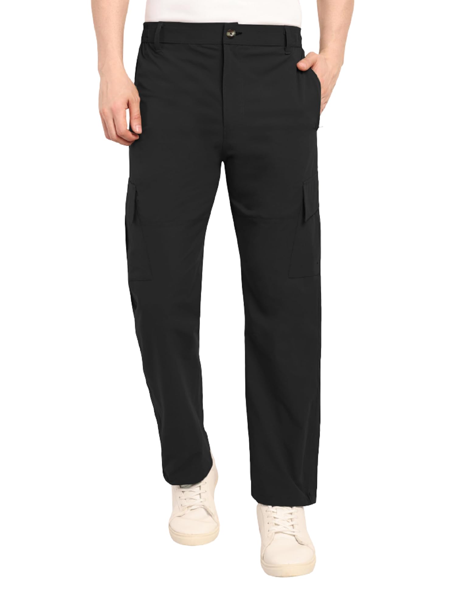 Men's Cargo Track Pants | Quick-Dry Nylon Activewear Trousers | 6-Pocket Relaxed Gym Bottoms | Stretchable Sports Training Pants-image-49