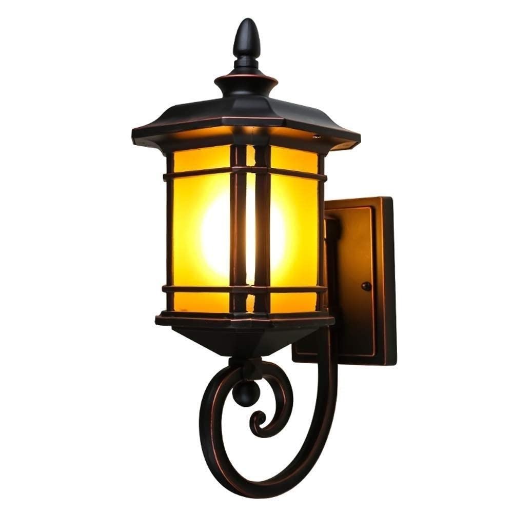 YUANCHUTOP Wall Sconce E27 Lighting Fixture Patio Gate Fence Garden Waterproof Aluminum Alloy Outdoor Wall Light Villa Courtyard Yellow Glass Outdoor Wall Lamp Sconce Waterproof