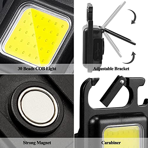 Image of COB Keychain Led Flashlight, Rechargeable Flashlights, Mini Flashlight, Emergency Light Rechargeable, Keychain Torch, Rechargeable Light, Small COB Light with 3 Lighting Modes, Magnetic Base