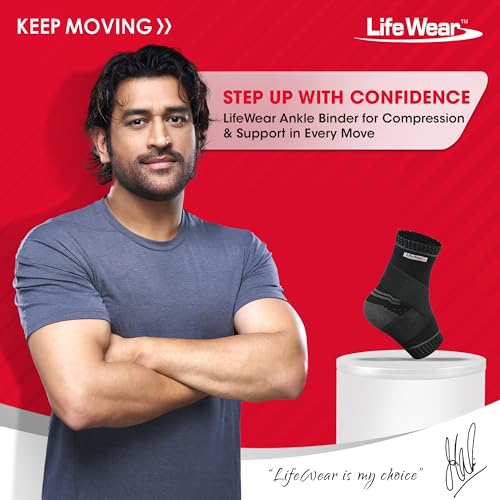 Image of LifeWear Ankle Binder Support for Pain Relief, Provides Optimum Compression for Stability and Strength, Soft and Comfortable, Adjustable Strap, Anti-slip Design, Ankle Support for Men and Women, Size (S)