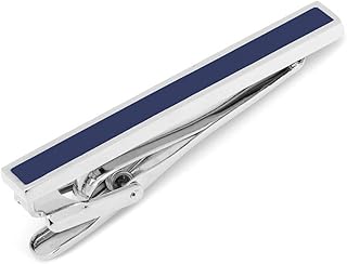 Ox and Bull Mens Blue Plated Navy Enamel Inlaid Short Tie Clip