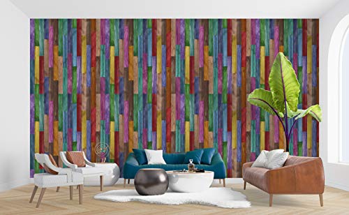 Image of DWELLSINDIA Colorful Wood Self Adhesive Wallpaper, Waterproof, Scratch Resistant, Laminated (41cm x 244cm, Multicolour2)