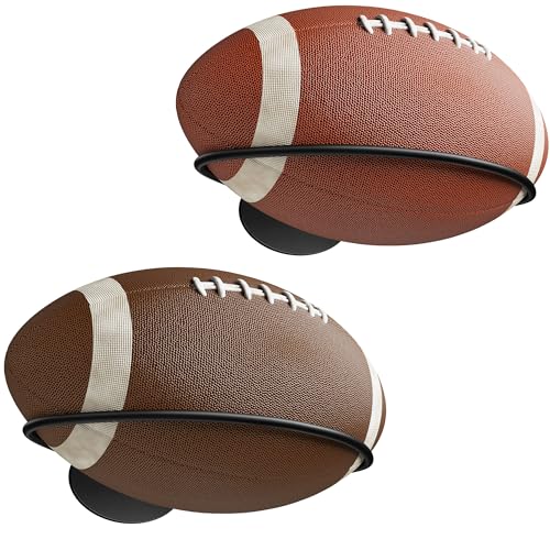 Josmimic Football Wall Mount Holder Ball Holder Wall Mount Fits Official & Youth Footballs Sports Ball Display Rack 2 Pack