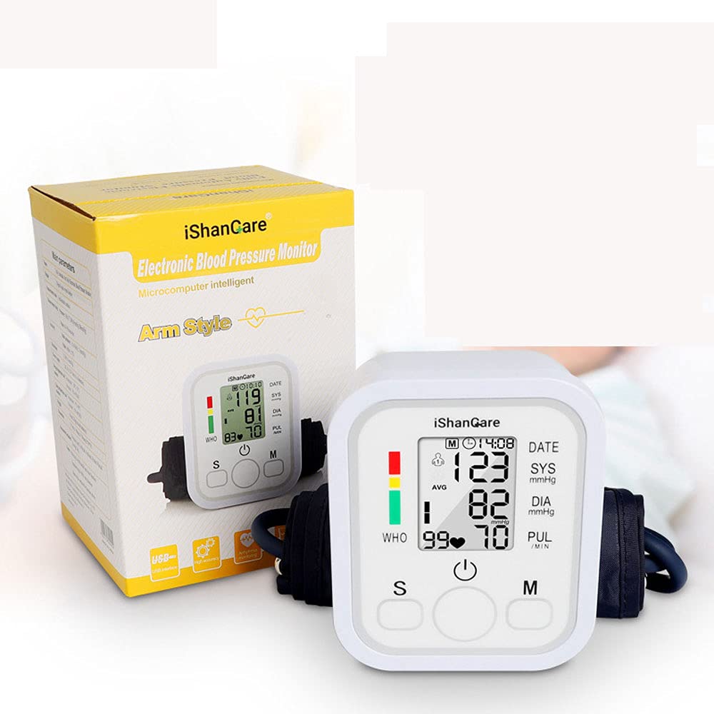 Monitor de presión arterial Brazo superior, monitor de BP digital preciso con manguito grande para uso en el hogar, diagnóstico irregular del latido del corazón, medidor de monitoreo de tasa de pulso