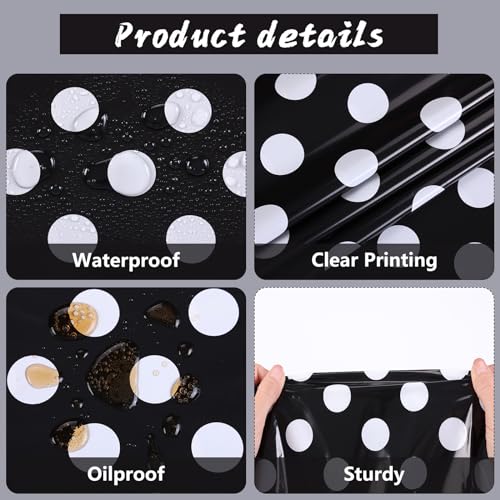Image of Kesfey 3 Packs Black Polka Dot Plastic Table Cloth 54x108 Inch Black and White Dots Mini Mouse Tablecloths Disposable Black Waterproof Picnic Table Covers for Rectangle Tables Birthday Party Supplies