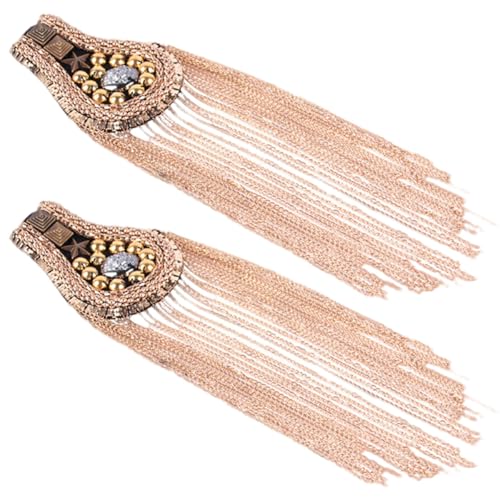 Mobestech Goldene Quasten Schulterklappen Epauletten mit Fransen 2 Stück Modisches Schmuck Accessoire für Kleidung Schuhe und Hüte Vielseitige Dekoration für Alltag und Auftritte