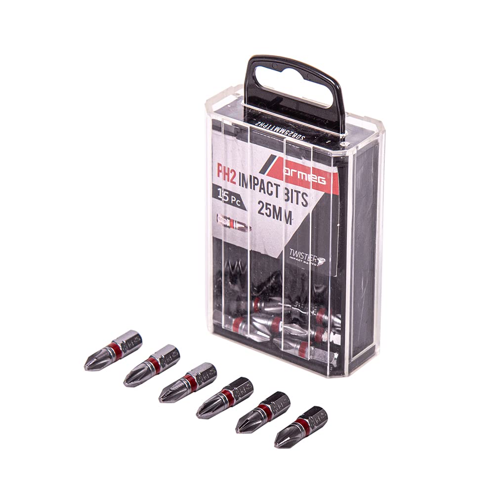 Embouts PH2 pour tournevis à percussion Armeg haute résistance de 25 mm pour vissage intensif