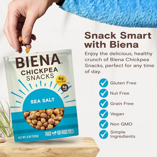 image for BIENA Chickpea Snacks - Crunchy Roasted Chickpeas - High Fiber Vegan P