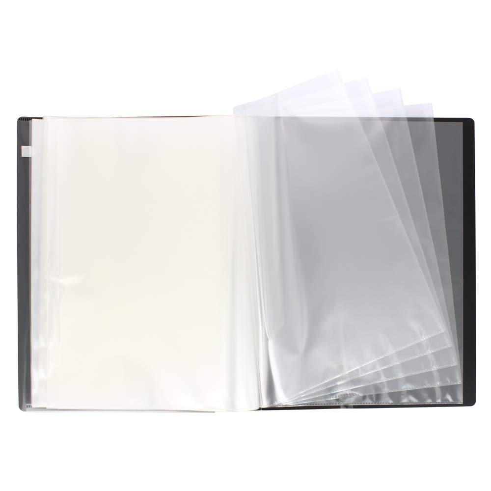 Grafoplas - Élite Carpetas con Fundas, 20 Fundas Transparentes, Cubiertas semirrígidas, Negro, A4