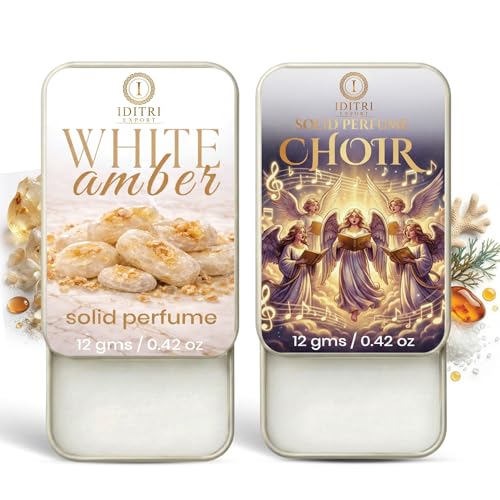 Image of Solid Perfume |Choir&White amber Alcohol Free Wax Perfume Balm, Long Lasting | Pocket Tin 12g, Pack Of 2| Non Greasy Smooth Glide, Travel Friendly Men And Women