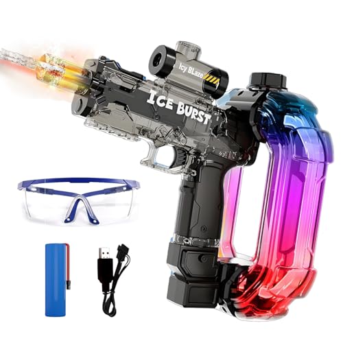 Elektrische Wasserpistole für Erwachsene und Kinder,Wasserpistole Elektrisch mit Wasseraufnahme,Automatische Wasserspritzpistole mit LED-Lichtern,Sommer Spielzeug für Outdoor Pool Strand Seaside