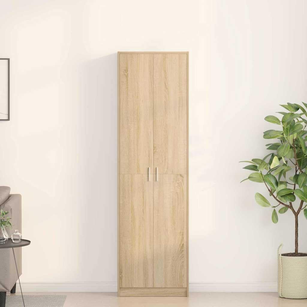 Armadio in rovere Sonoma, 55 x 25 x 189 cm, con 5 ripiani e 2 ante, ampio spazio per camera da letto, corridoio o spogliatoio
