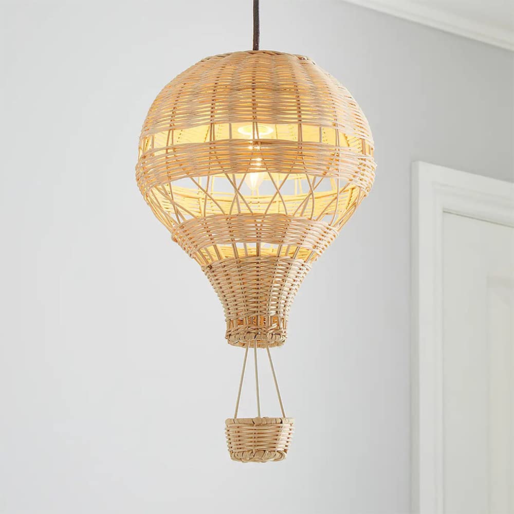 Lampade a sospensione Lampadario Moderno In Rattan Intrecciato Mongolfiera Decorazione Della Stanza Dei Bambini Lampada, Illuminazione Della Camera Da Letto Della Gabbia Di Bambù, Soffitto Della