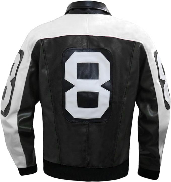 Image of 8 Pool Bomber Jacket- Faux Leather Seinfeld David Puddy Eight ball Lettermen Jacket - 90's Bomber Jacket
