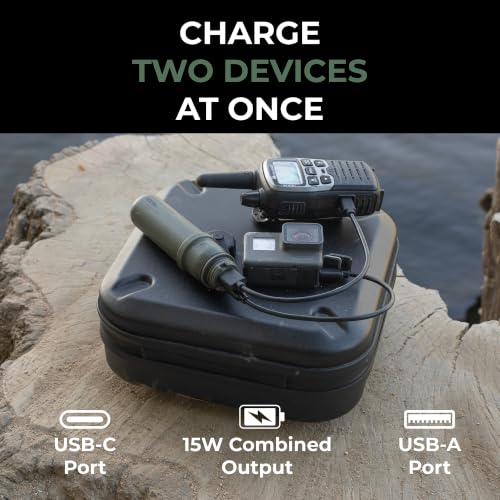 NESTOUT Rugged Power Bank, 5000mAh Outdoor Battery Pack, 15W USB C Fast Charging, Waterproof IP67, Durable Shockproof, Tactical Charger for Phone Military EDC Hiking Survival Camping (Olive Green) — view 6