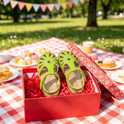 Image of THEE BRON Toddler Girls Closed-Toe Sandals Sweet Retro Cutout Summer Dress Shoes