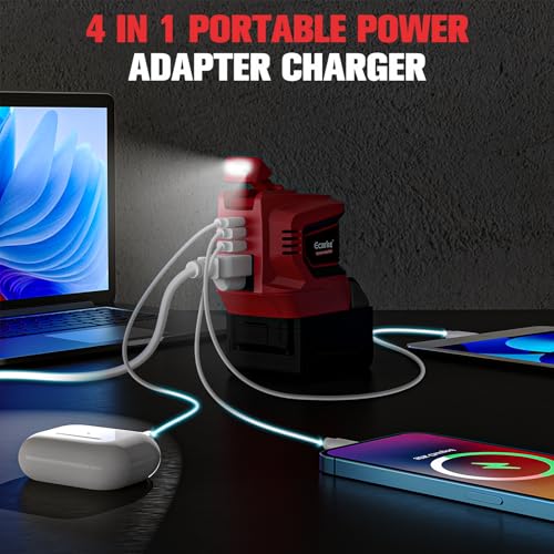 Image of Ecarke 200W Portable Power Inverter Compatible with Milwaukee 18V Battery, DC 18V to AC 110V Power Station with 1 AC Outlet, 2 USB, 1 Type-C & LED Light, for Outdoor Emergency Use (No Battery)(2-Pack)