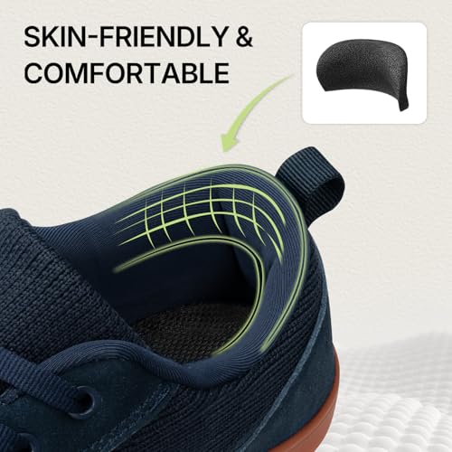 ATHMILE Barefoot Shoes Men Wide Toe Box Zero Drop Sneakers Earthing Minimalist Fashion Athletic Footwear for Grounding Gym Trail Running Hiking Walking Casual Breathable Non Slip Dark Blue