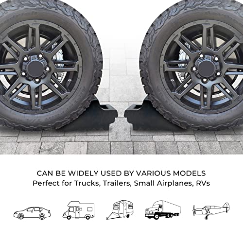 Hoxwell 4 Packs Heavy Duty Premium Rubber Wheel Chocks Wedge Block With Quick Grip Ribbed Design And Ergonomic Carry Handles For Camper, Trailer, Rv, Truck, Car Or Atv(4 Pcs, Black) #TOP4