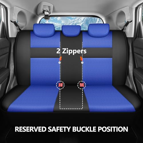 Image of HChengkikz Car Seat Covers, Air Mesh, Breathable (Black + Blue)
