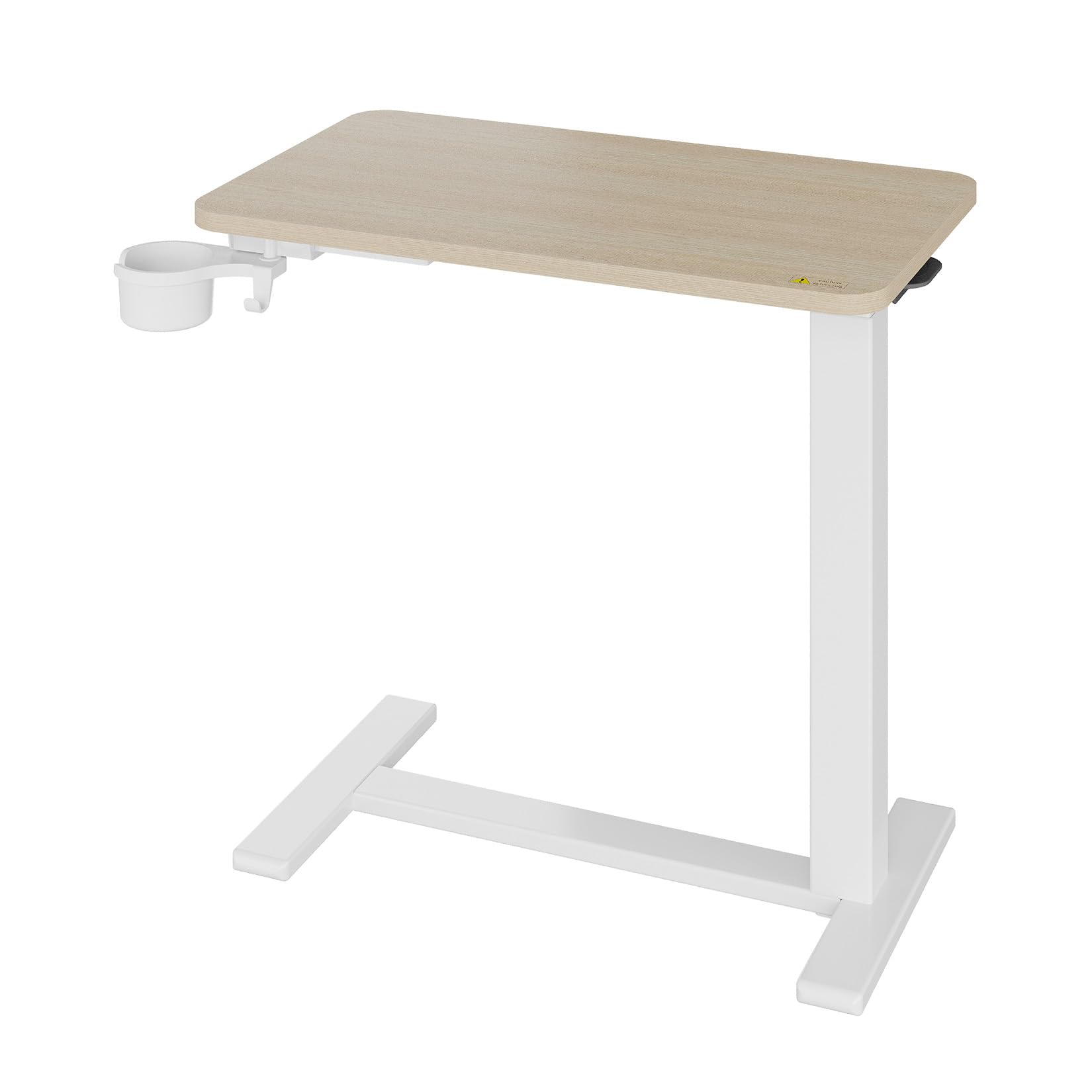 GarveeHome Tavolino Letto Regolabile Ruote Altezza Tramite Sistema Pneumatico, Vassoio TV Pieghevole, Robusto Telaio in Acciaio e Piano Legno, Mobile Per Letto, Divano, Casa o Ufficio