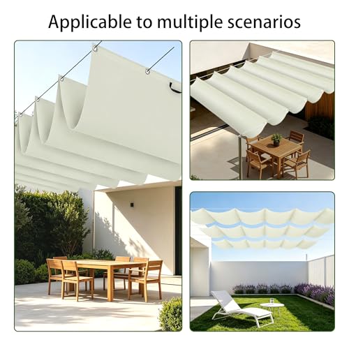 Toile pour patio haut de gamme 650 x 320 cm blanc cassé chic