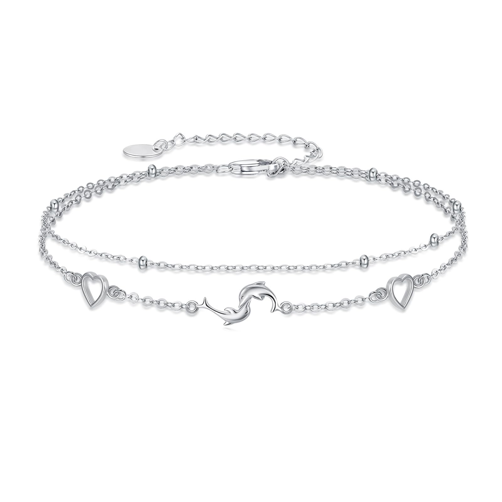 925 Sterling Silver Layered Ankle Bracelets for Women Jewelry Gifts