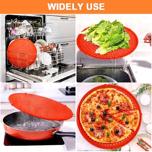 Image of Splatter Screen for Frying Pan, Grease Splatter Guard, Heat-Resistant Splatter Guards for Frying, Silicone Splatter Guard for Everyday Cooking, Dishwasher Safe, Red (16inx12inx0.5in)