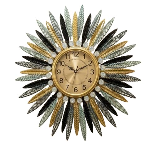 Image of RECTITUDE Large Silent Wall Clocks, Modern, Battery Operated, Non-Ticking for Bedroom Office Kitchen Home Metal Glass Decoration, Quartz Wall Watch for Indoor House, Living Room (Royal Clock)