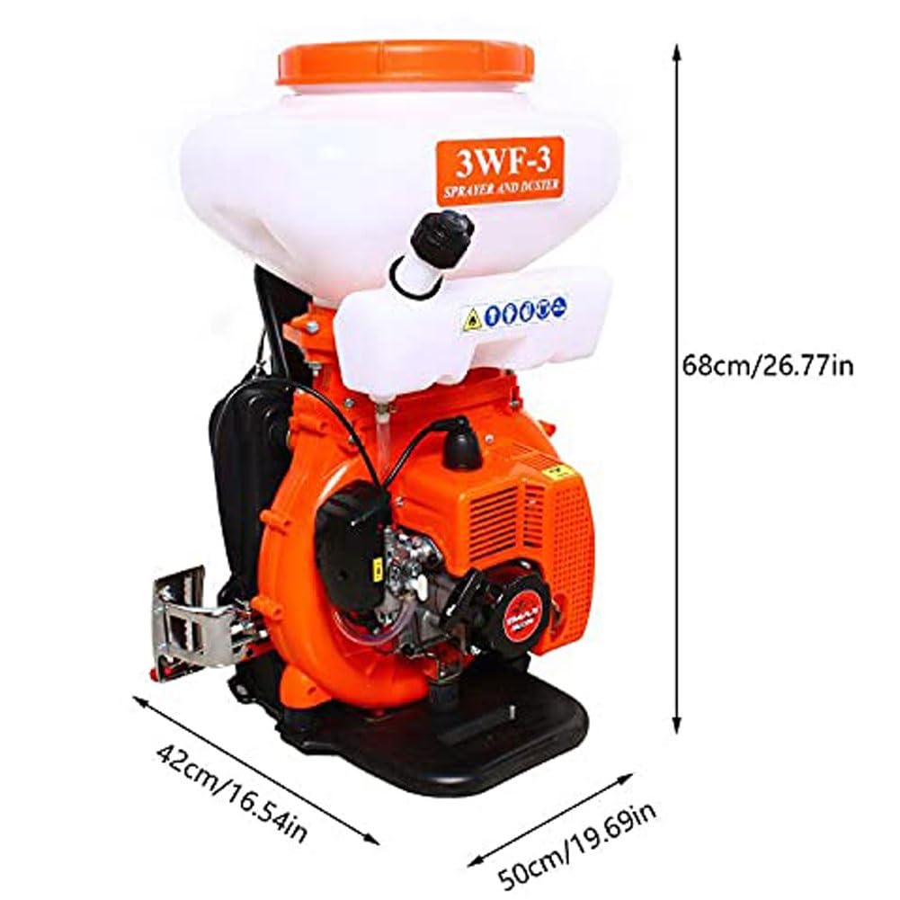 Nebulizzatore agricolo da 14 litri, alimentato a motore a benzina, soffiatore per foglie 7500r/min, a zaino, per applicazioni in giardino e acqua