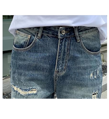 Men's Ripped Patch Embroidered Jeans High Street Tapered Jeans2