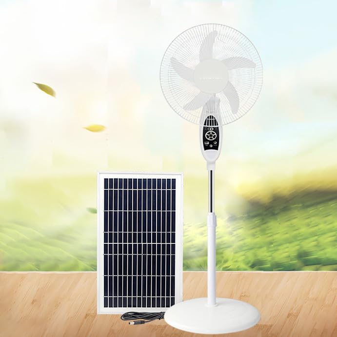 sdneNest Ventilador solar de pie de 16 pulgadas, ventilador solar vertical, ventilador de pie con control remoto, circulador de aire oscilante de 90 °, 9 velocidades, 3 modos, para el hogar