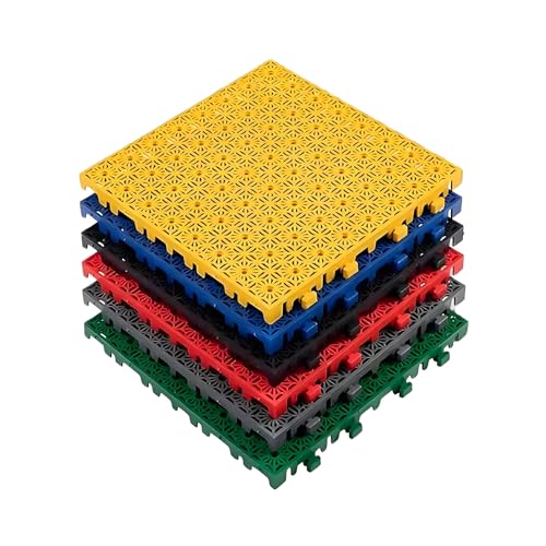 Genérico Baldosas modulares entrelazadas para Suelos – Juego de 4/10/16/20 Piezas de esteras de Drenaje para lavadero de Coches, Garaje, baño y lavadero – Baldosas Antideslizantes de instalación rápi