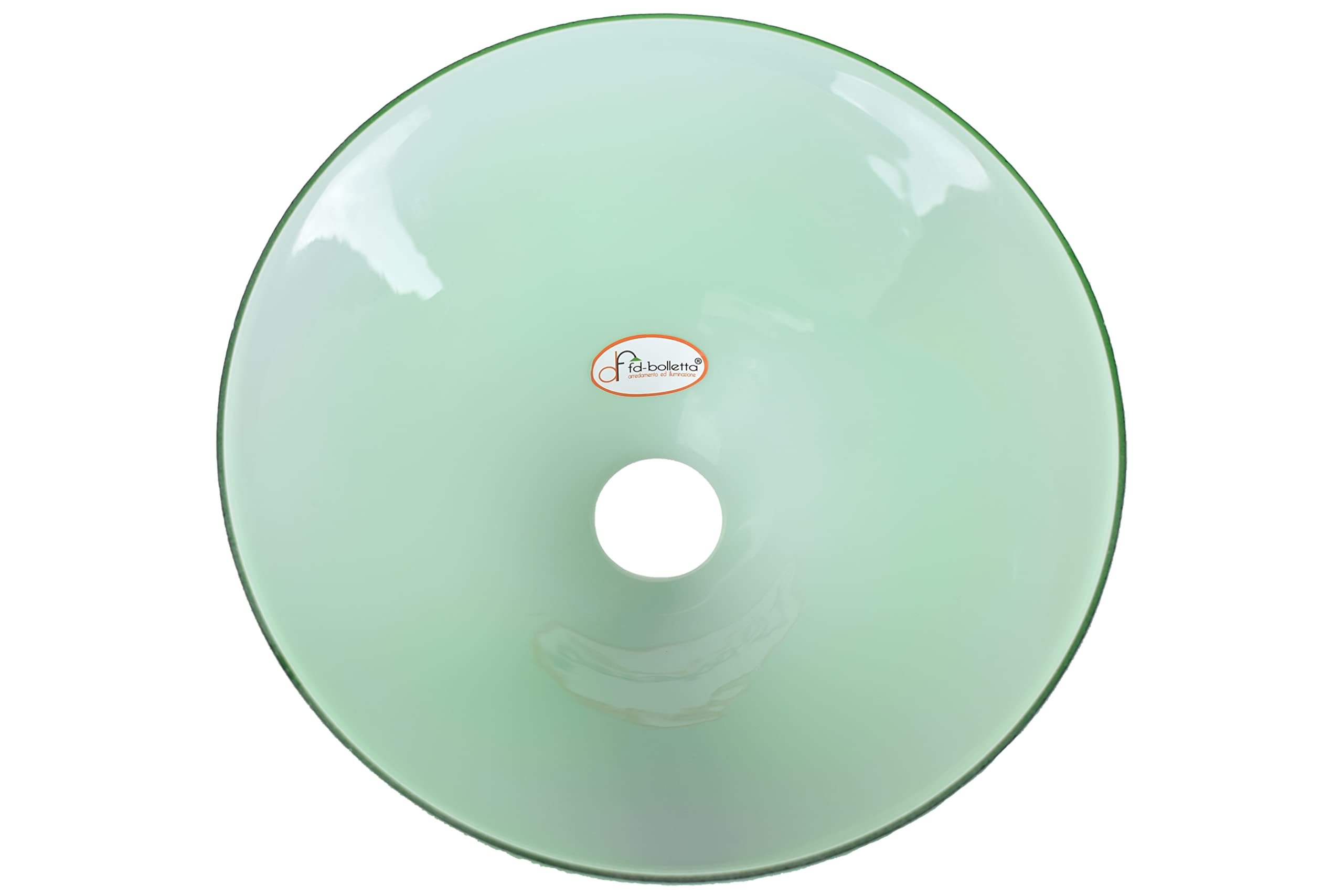 Paralume vetro cono,campana sostituzione per lampada,lampadari,ricambio paralume verde vc2 Misure:H 12cm,Ø vetro 25cm,Ø esterno imboccatura 5,3cm