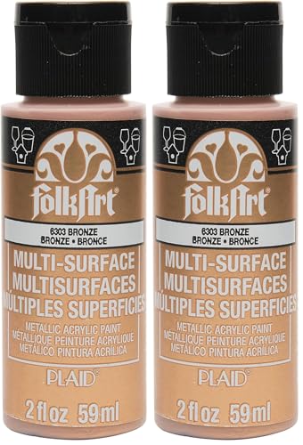 Image of FolkArt Multi-Surface Metallic Paint in Assorted Colors (2 oz), Metallic Bronze (Pack of 2)
