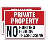 (2 Pack) Private Property Sign, No Hunting No Fishing No Trespassing, 10x14 Rust Free Aluminum, Weather/Fade Resistant, Easy Mounting, Indoor/Outdoor Use, Made in USA by SIGO SIGNS