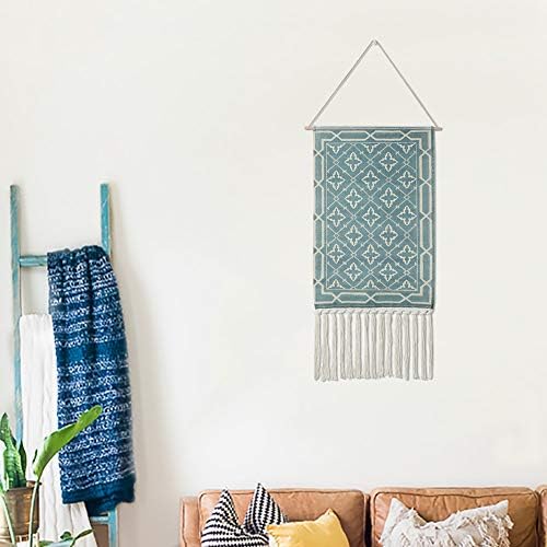 LOMOHOO Aztec Macrame Wall Hanging Bohemian Style Handmade Cotton Fringe Tassel Banner with Copper Hanging Rod for Nursery Room Decor Wall Decor (Litaowan-Star)