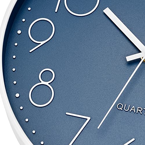 Foxtop Modern Wall Clock Silent Non Ticking Battery Operated Quartz Round Wall Clock Decor For Bedroom Kitchen Home Office School (12 Inch, Cerulean) #TOP5