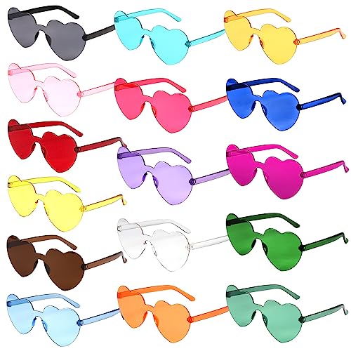 16 PCS Herz Sonnenbrille: Partybrille, Herz Brille, Randlose Sonnenbrillen...