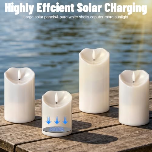 Image of Wondise 4Pack Solar Candles Outdoor Waterproof IP65 Rechargeable