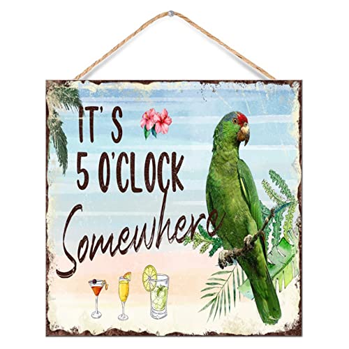 Panneau mural It's 5 O'Clock Somewhere en bois tropical 30cm - 3