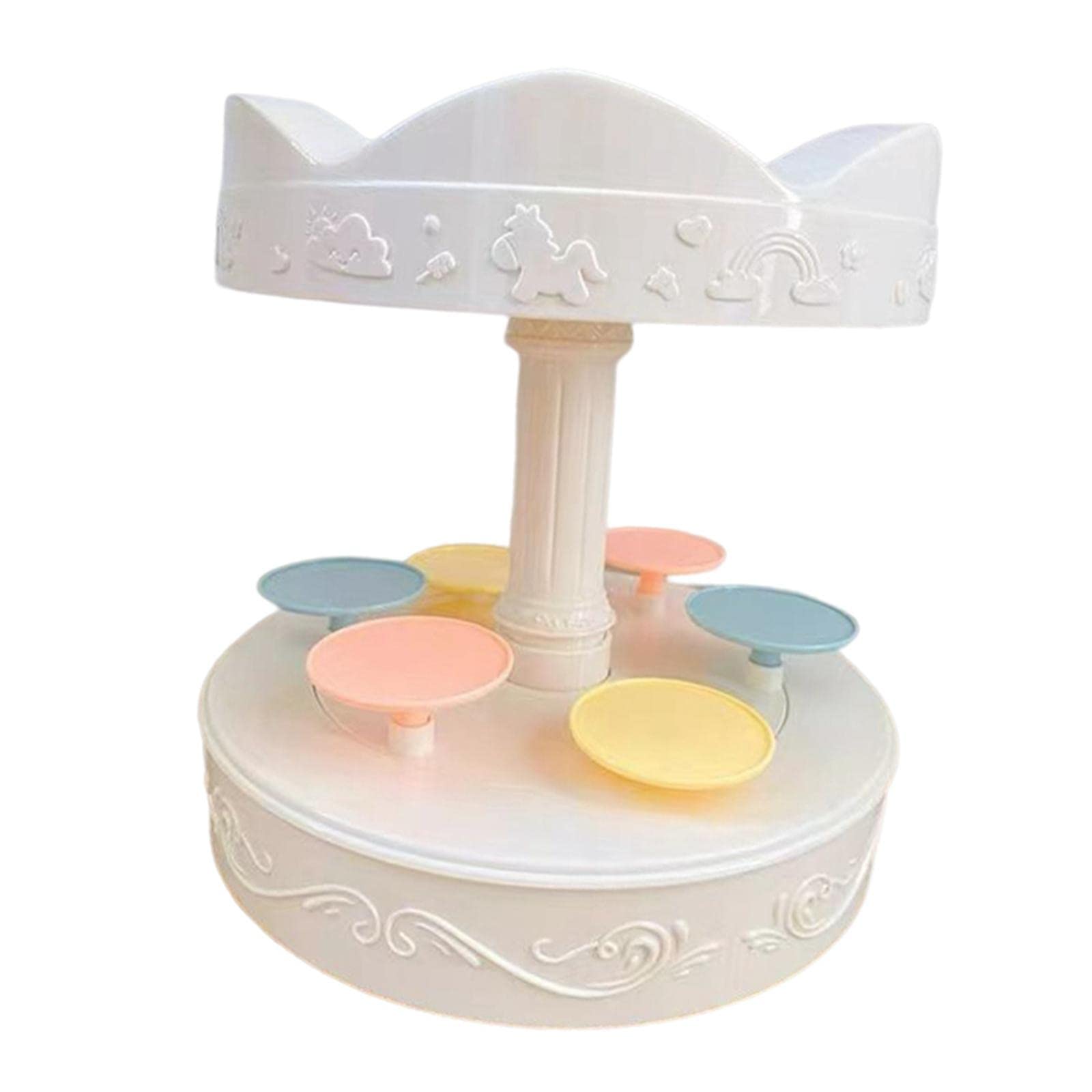 Baoblaze Rotating Cupcake Stand Battery Operated Rotating Carousel Cupcake Stand 6 Cupcakes Serving Tray Bakeware Accessories for Cookies Candy Birthday Holiday Wedding Party Decorating Supplies