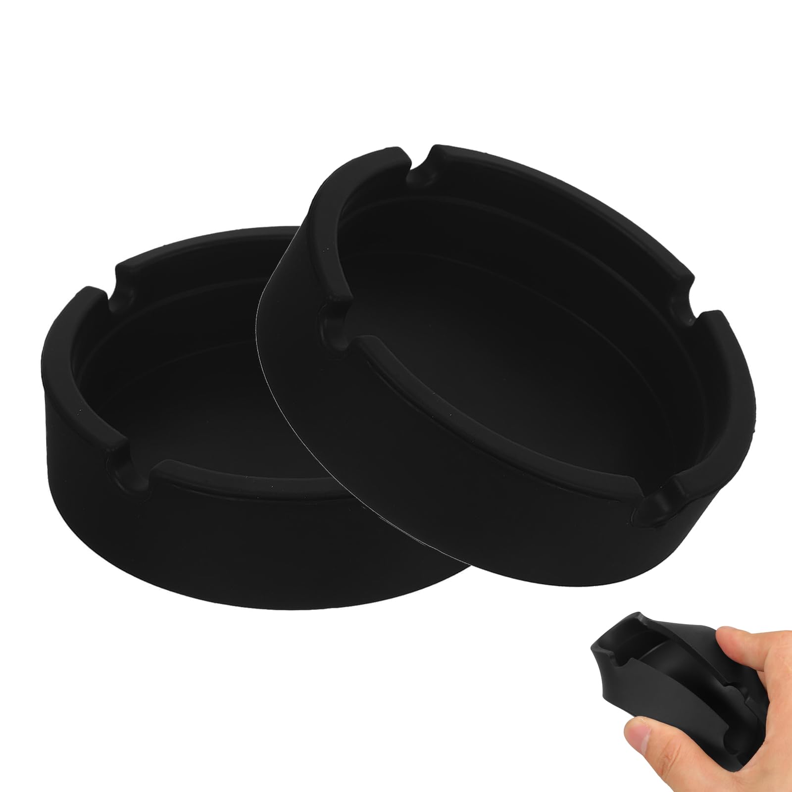 2 PCS Silicone Ashtrays, Ashtrays for Outside, Ash Trays Indoors, Ashtrays for Inside, for Home Office Restaurant or Outdoor(Black)