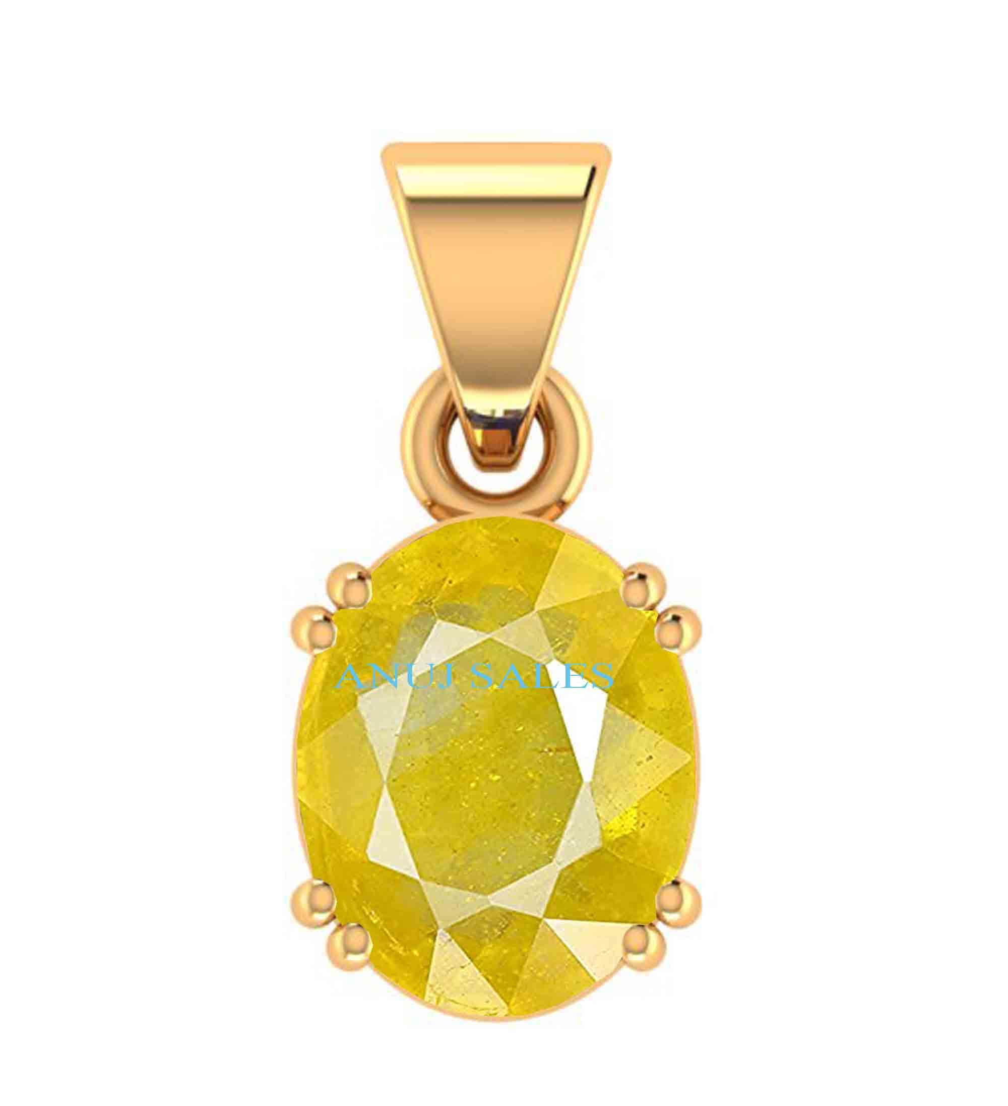 10.25 Ratti Natural Yellow Sapphire Pendant/Locket Pukhraj Stone Original Gemstone Gold Plated Pendant for Men and Women-image-6