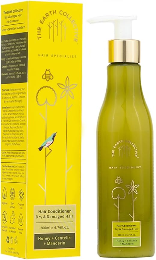 THE EARTH COLLECTIVE Hair Conditioner for Dry & Damaged Hair, 200 ml | With Honey, Centella & Mandarin | For Soft, Smooth & Frizz-Free Hair | Paraben & Sulphate Free