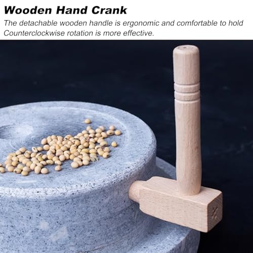 Steinmühle mit Holzrahmen + Restaurierungskupplungen, geeignet for Mahlen von Nass- und Trockenfutter, for Lehren und Betrachten(35cm/13.8in)