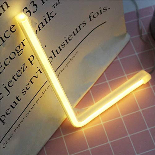 Image of ENUOLI Warm White Neon Alphabet Sign Night Lights LED Letters Neon (L) | Art Lights Wall Decor Light up Marquee Words for Baby Room Home Bar Club Decoration Wedding Birthday Party Christmas
